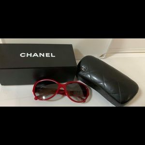 Chanel red sunglasses